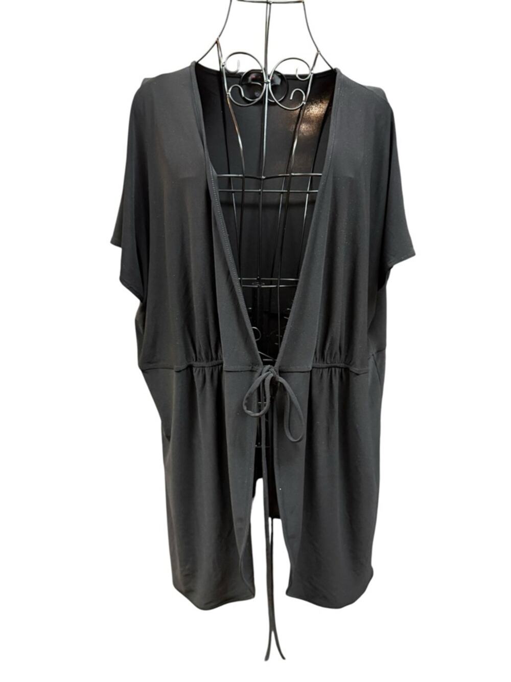 GRAMM Black Knit Tie Front Cardigan 3X